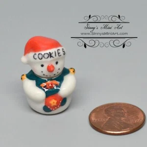 Tarro de galletas muñeco de nieve miniatura para casa de muñecas 1:12 BD B401 - Imagen 1 de 2