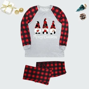 Christmas Knome Pajamas Kids 6T Gray With Buffalo Plaid 006-0012 - Picture 1 of 7