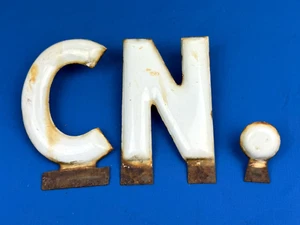 Antique Porcelain Letters "C, N, Period" 6"H Letters ~ Reverse 1 1/8"L Screws - Picture 1 of 14