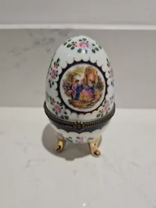 Limoges handbemaltes Ei Vintage hübsch Blumen Geschenk Schmuckschatulle Ostergeschenk - Bild 1 von 7