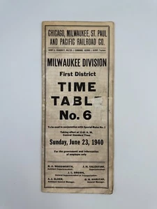 1940 Milwaukee Road Railroad Employee Time Table, Milwaukee Division - Picture 1 of 5