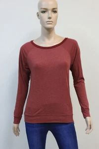 James Perse Langarm Rundhals T-Shirt Oberteil meliert weinrot Größe 2 - Bild 1 von 4