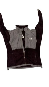 The North Face Women's M Maroon Gray Full-Zip Fuzzy Fleece Jacket - Picture 1 of 4