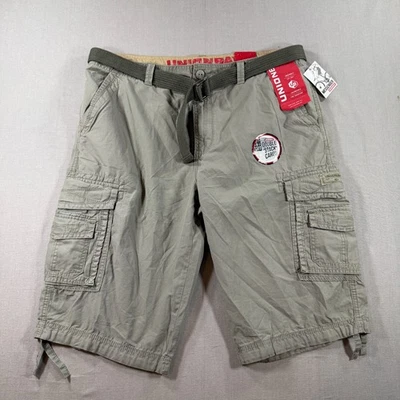 Nuevo con etiquetas Pantalones Cortos de Carga Union Bay Doble Pila Para Hombres 40 Beige Cinturón Y2K Paracaidista Foto 1 de 4