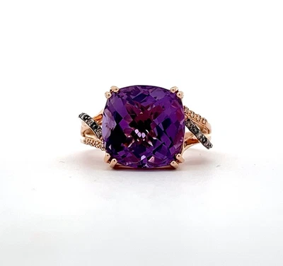 14k Rose Gold Le Vian Grape Amethyst Chocolate & Nude Diamonds Ring Size 7 - Image 1 of 4
