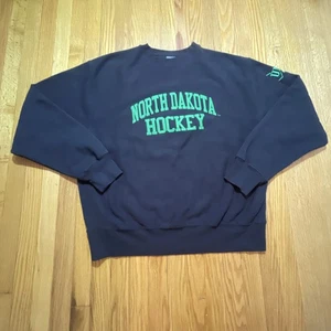 Vintage University Of North Dakota Hockey Crewneck Sweatshirt Sweater Size Large - Picture 1 of 6