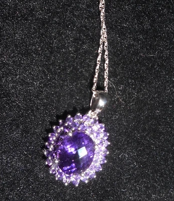 EFFY Amethyst Necklace~ 14K White Gold w/18 In. White Gold Chain Signed BH - Image 1 of 4