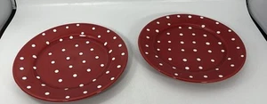 Vintage Red & White Polka Dot Dinner Plates 8 5/8” (Set of 2) - Picture 1 of 6