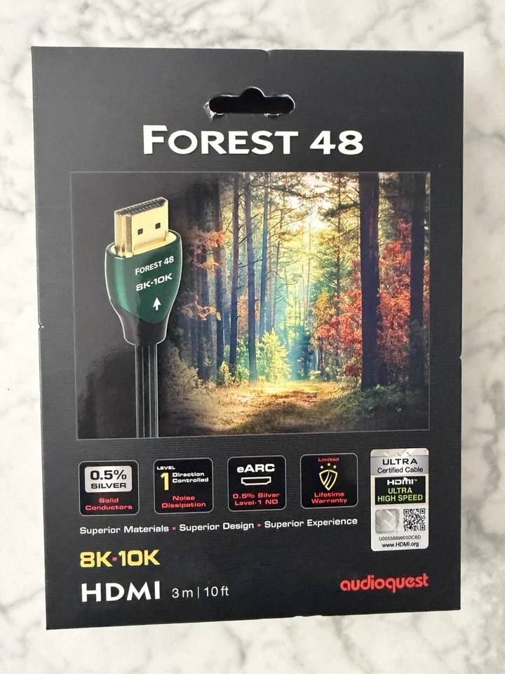 AudioQuest - Forest 48 9.8' 4K-8K-10K 48Gbps In-Wall Rated 3 Meter HDMI Cable. - Image 1 of 1