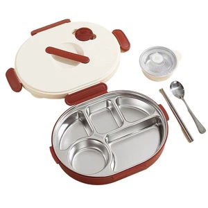 304 Stainless Steel Lunch Box Set for For kids with Soup Bowl and Chopsticks - Picture 1 of 34