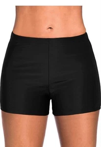 Yonique Womens Swim Shorts Solid Tankini Bottoms Swimsuit Bottoms Black 18 Plus  - Picture 1 of 6