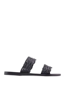 ANCIENT GREEK SANDALS Womens Black Melia Toe Slip On Leather Slide Sandals 37 - Picture 1 of 9
