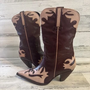 Charlie 1 Horse Lucchese Women’s Size 8.5 B Cowboy Boots Burgundy Wine - Picture 1 of 15