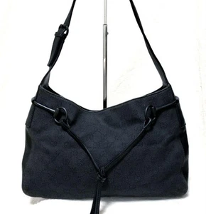 GUCCI One Shoulder Bag Horsebit GG Pattern Leather Canvas Dark Blue 75187K Auth - Picture 1 of 11