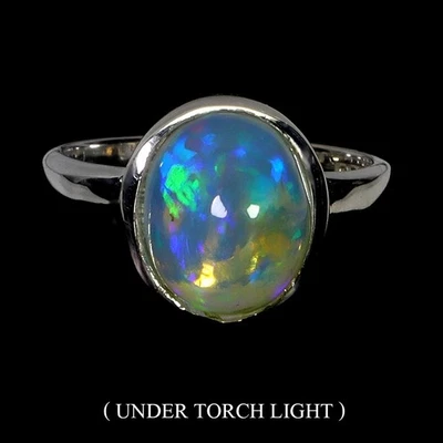 925 Sterling Silver Ring Oval Fire Opal 11x9mm Handmade Gemstone Jewelry Size 7 - Image 1 of 4