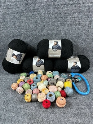 批量纱线和钩针线黑色丙烯酸无可挑剔 + 复古外套球 — 第 1/4 张图片