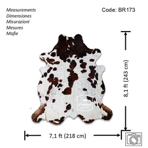 Cowhide Rug Tricolor High Quality Hair on Hide Size: X-Jumbo(XXL)BR173 - Picture 1 of 15