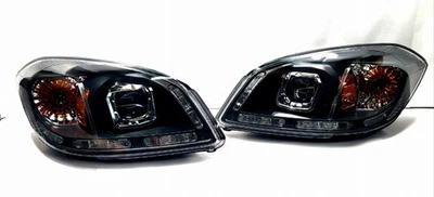 Fit 2005-2010 Chevy Cobalt LED Tube Projector Headlights Lamps Chrome LH+RH Pair - Image 1 of 4
