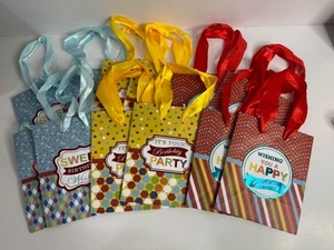 Mini Gift Bags - 12 Pack Multicolored Assorted Birthday Bags With Handles New - Picture 1 of 9