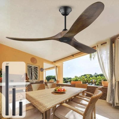 52/60/70in Large Wood Ceiling Fan & Remote Modern Outdoor High CFM DC Fan Patios - Image 1 of 4