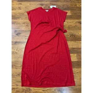 Time and Tru Red Faux Wrap Cotton Blend Dress - Size XL - NWT Affordable Fashion - Picture 1 of 6