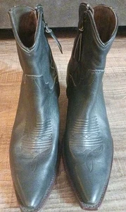 2008 Tecovas Black Leather Ankle Zip Bootie Women Sz 11B - Picture 1 of 14