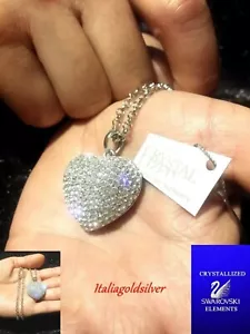 Collana Cuore Gioielli Donna Argento Cristalli SWAROVSKI Originali Zirconi Sposa - Foto 1 di 11