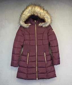 Laundry by Shelli Segal Parka Coat Womens S Purple Puffer Faux Fur Trim Insulate - Picture 1 of 13
