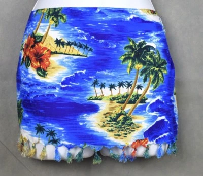 Rima Beach Wear 棕榈树蓝色连衣裙/裙子包裹式均码适合大多数 — 第 1/4 张图片