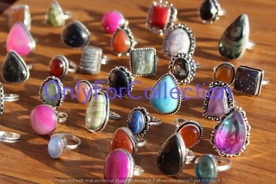 Изящный аметист и смесь драгоценных камней 10шт кольца 925 пробы покрытием оптовый лот - Изображение 1 из 4