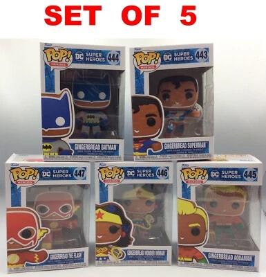 Funko Pop! DC Superheroes Gingerbread Walmart Exclusive, SET OF 5