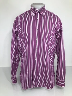 RALPH LAUREN / PURPLE LABEL / ITALY - Mens Sz.16 Striped Shirt - Image 1 of 4