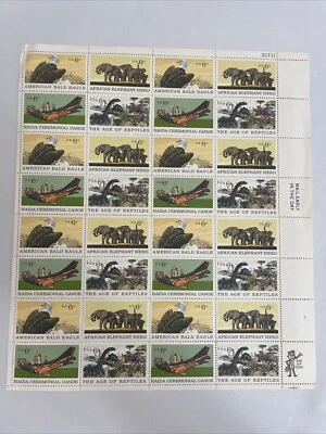 1970 Age of Reptiles 6c US Stamp  sheet Commemorative Natural History Museum 1 - Image 1 of 4