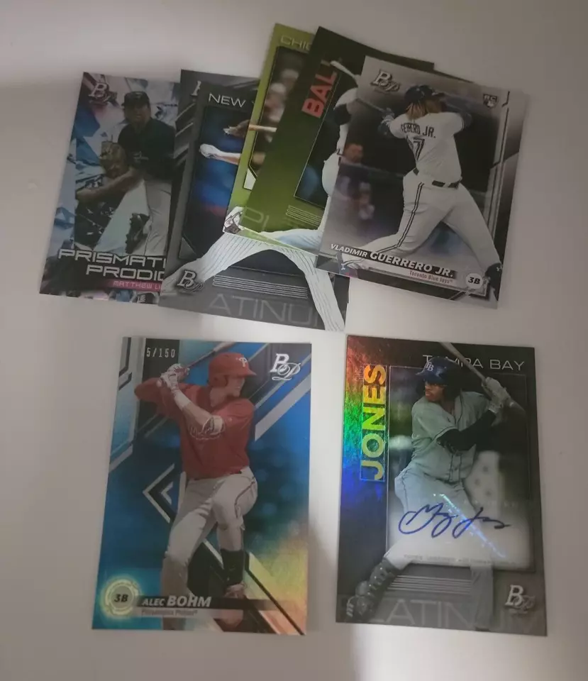 2020 Bowman Platinum Greg Jones RC Auto /150 Card, Blue Refractor 150 Bohm &MORE - Image 1 of 3