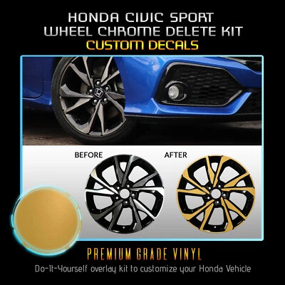 Kit de superposición de eliminación de llantas cromadas para Honda Civic Sport 2016-2019 - mate plano Foto 1 de 4