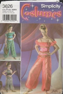Simplicity 3626 Mother Daughter Jasmine, Jeannie, Harem Costume Pattern Uncut - Picture 1 of 5