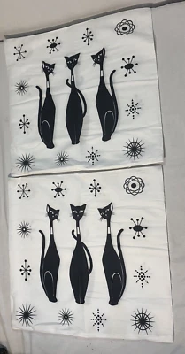 Juego de 2 fundas de almohada para gatos negras divertidas caprichosas blancas y negras Foto 1 de 4