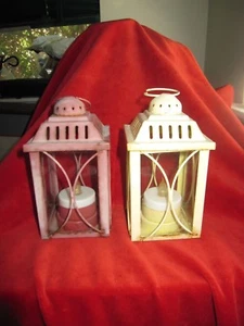 Vintage 2 Metal Tea light/ Candle holders with Glass - Picture 1 of 11