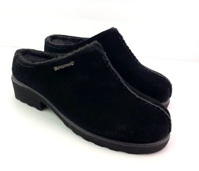 BearPaw Emily Womens Size 9 Black Suede Sheepskin Slip On Comfort Mule Shoes - Image 1 of 4