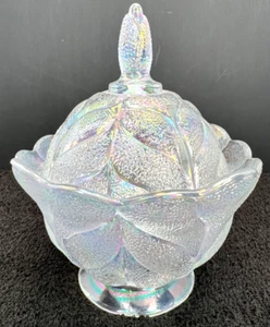 L.E. Smith Cabbage Candy Disk - Iridescent Clear 1970s - Picture 1 of 10