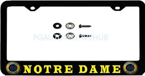 (ONE) License Plate Frame Stainless Steel Vinyl Lettering FOR NOTRE DAME 2 - Foto 1 di 3