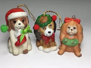 Vintage Enesco & Giftco Porcelain Bisque Cocker Spaniel Christmas Ornaments (20) - Picture 1 of 8