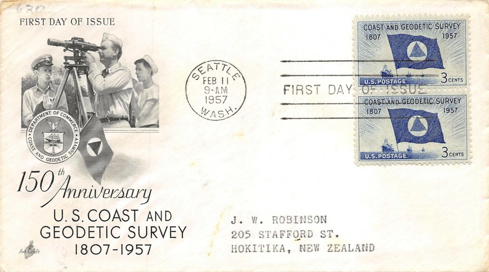 1088 3c Coast & Geodetic Survey Artcraft to Hokitika, New Zealand. [406500] - Image 1 of 1