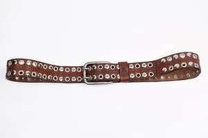 Dolce&Gabbana Vintage Studs Belt Leather Brown 90/105 - Picture 1 of 7