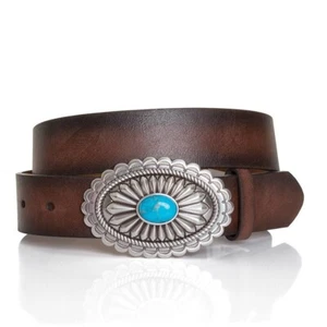 Ariat Ladies Lucinda Brown Belt with Silver & Turquoise Buckle A1512002 - Picture 1 of 1