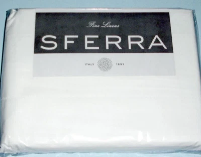 Sferra Leonardo Queen 4 PC. White Percale Sheet Set Italian Spun 100% Cotton New - Image 1 of 4
