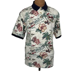 Boca Classics Men's Large Tropical Surfing Santa Christmas Polo Shirt - Picture 1 of 5