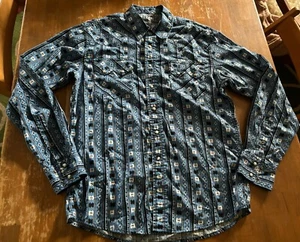Cinch Shirt Mens SZ Medium Blue Native Aztec Modern Fit Western Pearl Snap L/S - Picture 1 of 4