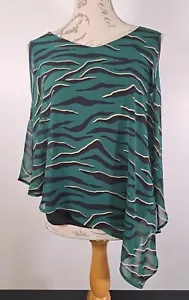 KLASS Asymmetric Layered Top Green Black Leopard Sleeveless Tunic BNWT UK 10 - Picture 1 of 18