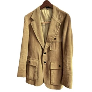 Vintage Corduroy Jacket Mens Large Camel Brown Blazer 2 Button 40R - Picture 1 of 7